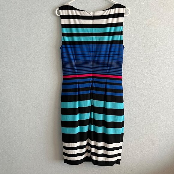 Cache Sleeveless Lined Jersey Knit Pencil Sheath‎ Dress Colorblock Stripe Sleeve - Picture 6 of 10